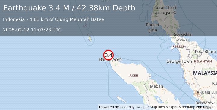 Earthquake Nicobar Islands, India Region (4.0 M) (2025-02-12 11:07:13 UTC)