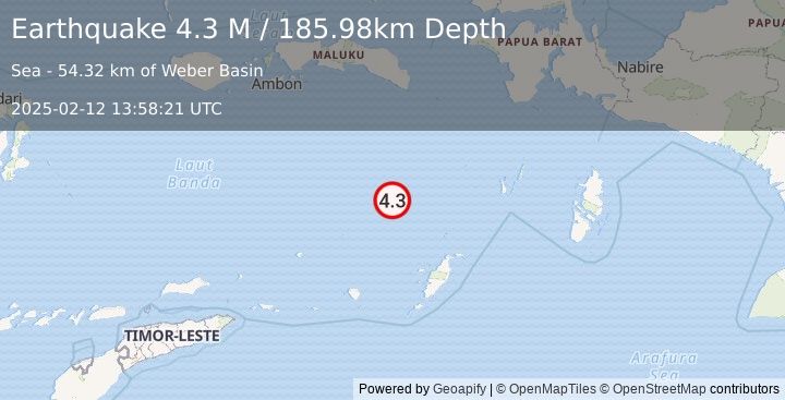 Earthquake Banda Sea (4.3 M) (2025-02-12 13:58:21 UTC)