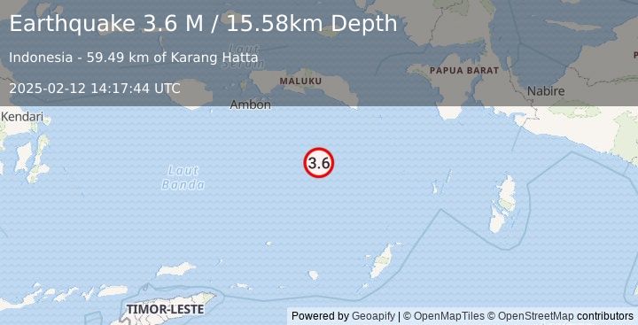 Earthquake Banda Sea (3.6 M) (2025-02-12 14:17:44 UTC)