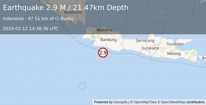 Earthquake Java, Indonesia (2.9 M) (2025-02-12 14:38:36 UTC)