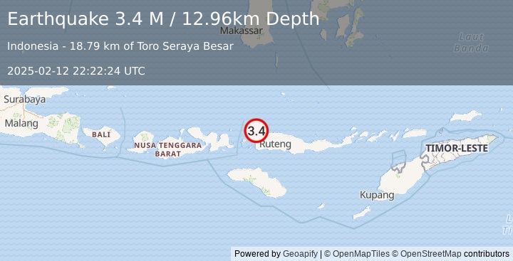 Earthquake Flores Region, Indonesia (3.4 M) (2025-02-12 22:22:24 UTC)