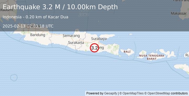 Earthquake Java, Indonesia (3.2 M) (2025-02-13 02:03:18 UTC)