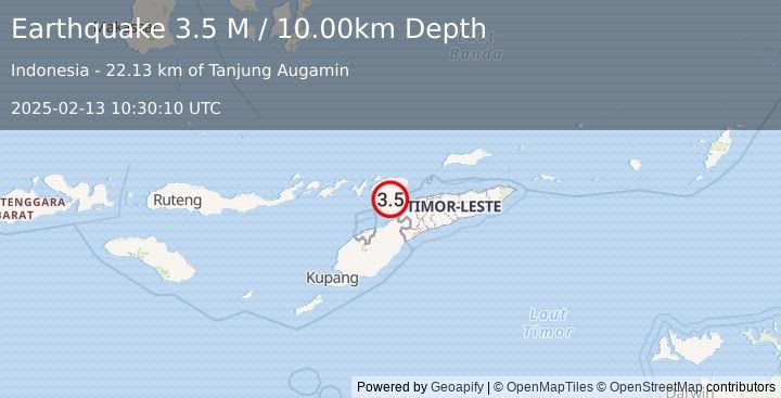 Earthquake Timor Region (3.5 M) (2025-02-13 10:30:10 UTC)