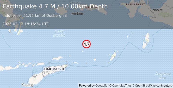 Earthquake Banda Sea (4.7 M) (2025-02-13 18:16:24 UTC)