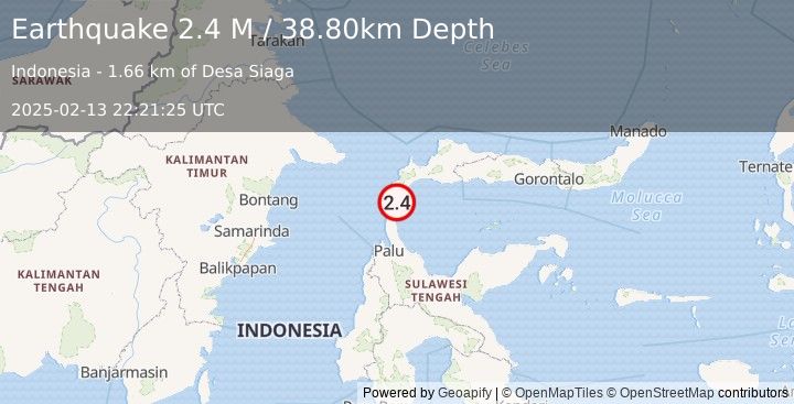 Earthquake Minahassa Peninsula, Sulawesi (2.5 M) (2025-02-13 22:21:26 UTC)