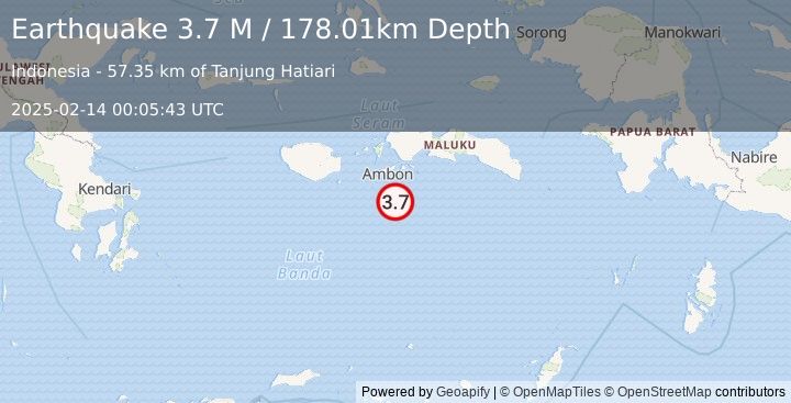 Earthquake Banda Sea (3.7 M) (2025-02-14 00:05:43 UTC)