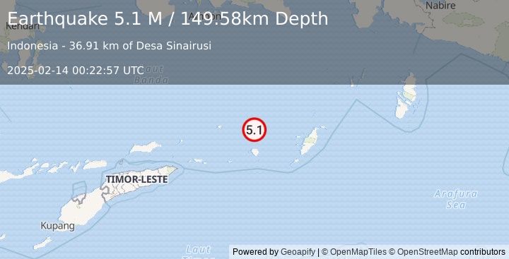 Earthquake Banda Sea (5.1 M) (2025-02-14 00:22:57 UTC)