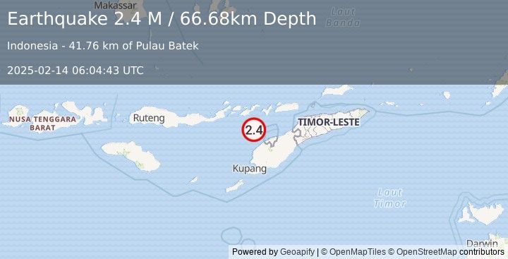 Earthquake Flores Region, Indonesia (2.1 M) (2025-02-14 06:04:42 UTC)