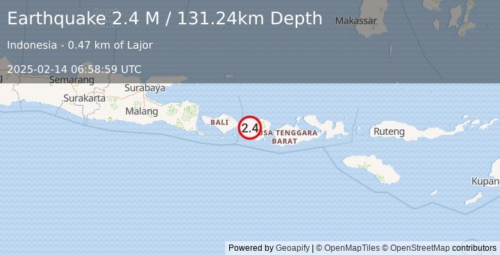 Earthquake Sumbawa Region, Indonesia (2.4 M) (2025-02-14 06:58:59 UTC)