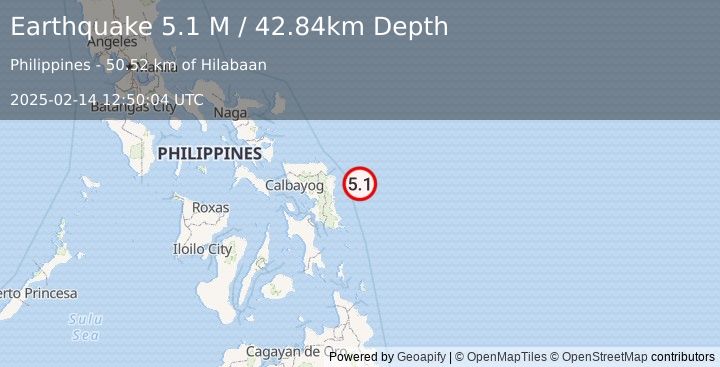 Earthquake Philippine Islands Region (5.1 M) (2025-02-14 12:50:04 UTC)