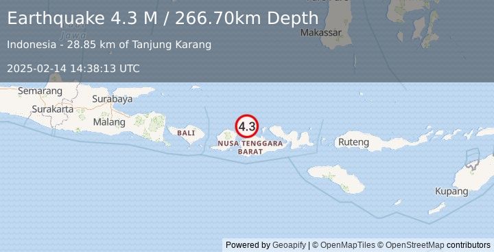 Earthquake Sumbawa Region, Indonesia (4.3 M) (2025-02-14 14:38:13 UTC)