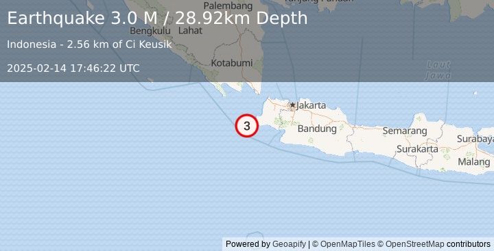 Earthquake Sunda Strait, Indonesia (3.0 M) (2025-02-14 17:46:22 UTC)