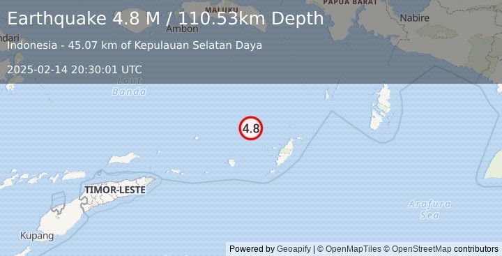 Earthquake Banda Sea (4.8 M) (2025-02-14 20:30:01 UTC)