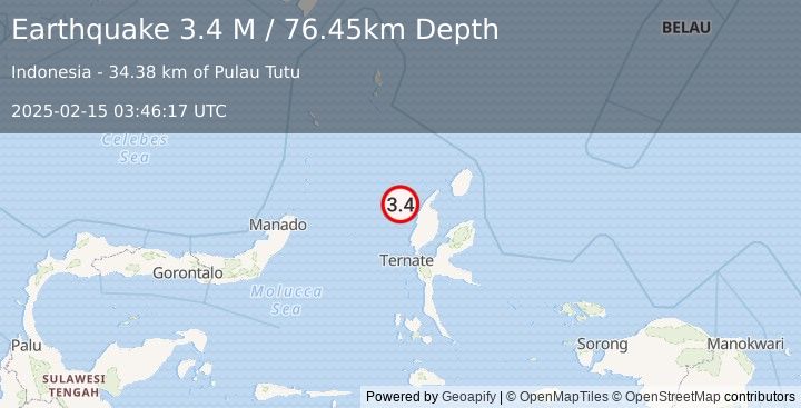 Earthquake Halmahera, Indonesia (3.4 M) (2025-02-15 03:46:16 UTC)