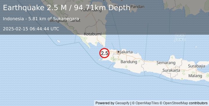 Earthquake Sunda Strait, Indonesia (2.5 M) (2025-02-15 06:44:44 UTC)