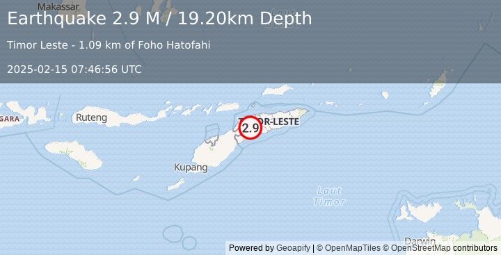 Earthquake Timor Region (2.9 M) (2025-02-15 07:46:56 UTC)