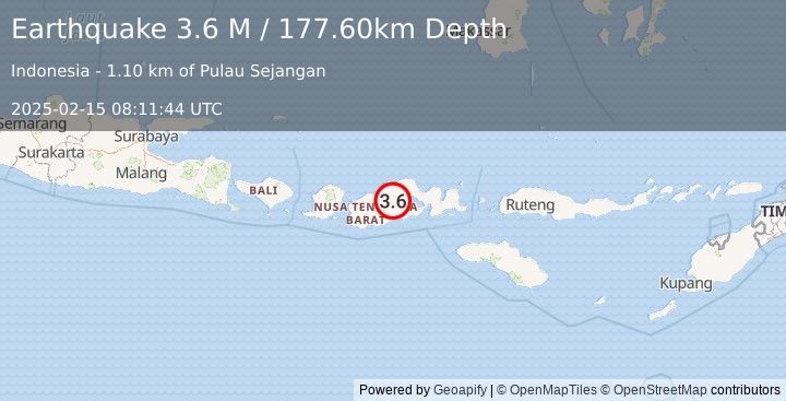 Earthquake Sumbawa Region, Indonesia (3.6 M) (2025-02-15 08:11:44 UTC)