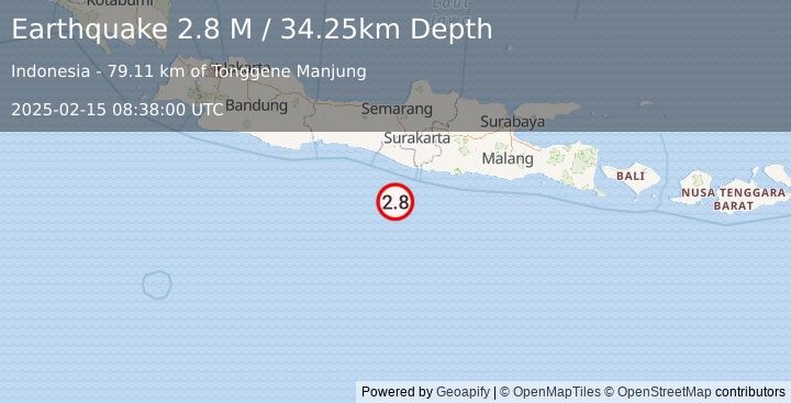 Earthquake Java, Indonesia (2.8 M) (2025-02-15 08:38:00 UTC)