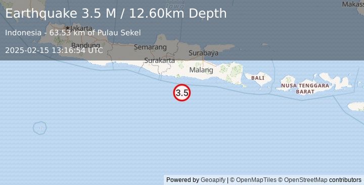 Earthquake Java, Indonesia (3.5 M) (2025-02-15 13:16:54 UTC)