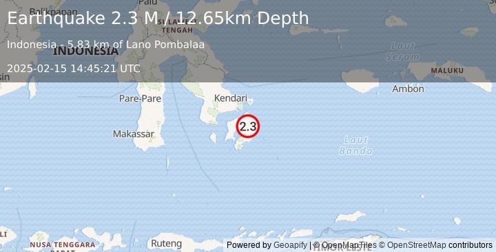 Earthquake Banda Sea (2.3 M) (2025-02-15 14:45:21 UTC)