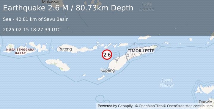 Earthquake Timor Region (2.6 M) (2025-02-15 18:27:39 UTC)