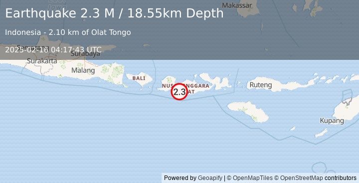 Earthquake Sumbawa Region, Indonesia (2.3 M) (2025-02-16 04:17:43 UTC)