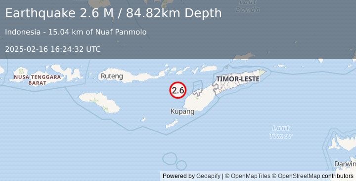 Earthquake Timor Region (2.6 M) (2025-02-16 16:24:32 UTC)