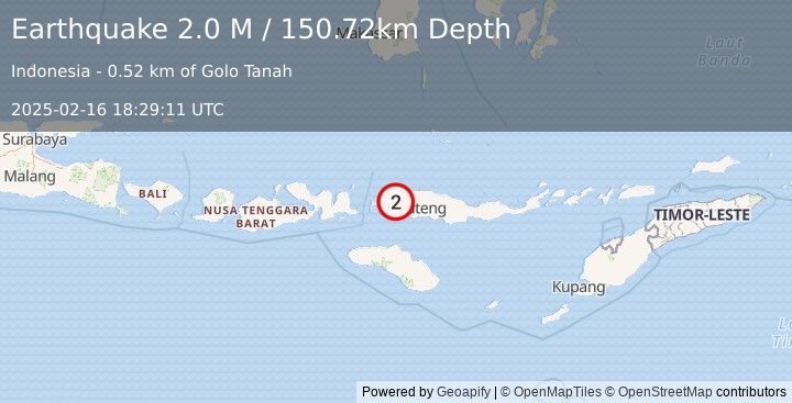 Earthquake Flores Region, Indonesia (2.0 M) (2025-02-16 18:29:11 UTC)