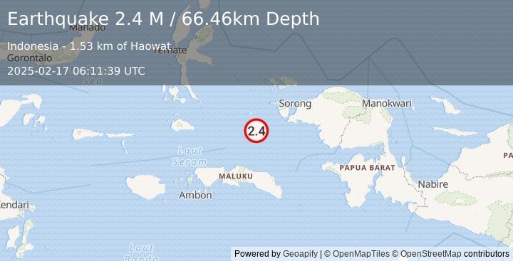 Earthquake Banda Sea (4.0 M) (2025-02-17 06:10:38 UTC)