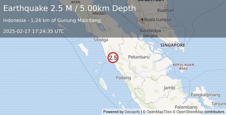 Earthquake Northern Sumatra, Indonesia (2.5 M) (2025-02-17 17:24:35 UTC)