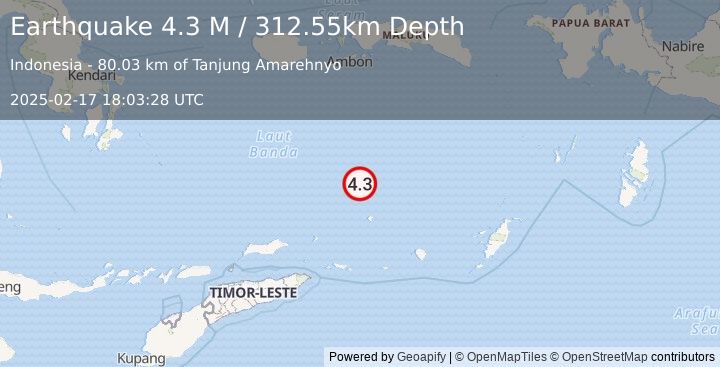 Earthquake Banda Sea (4.4 M) (2025-02-17 18:03:29 UTC)