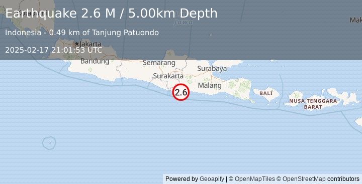 Earthquake Java, Indonesia (2.6 M) (2025-02-17 21:01:53 UTC)