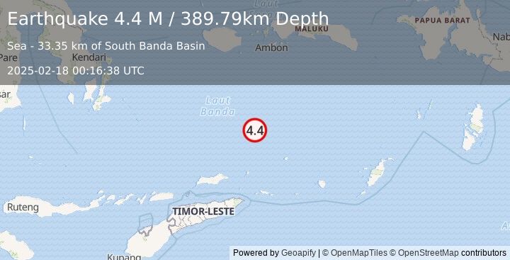 Earthquake Banda Sea (4.4 M) (2025-02-18 00:16:38 UTC)