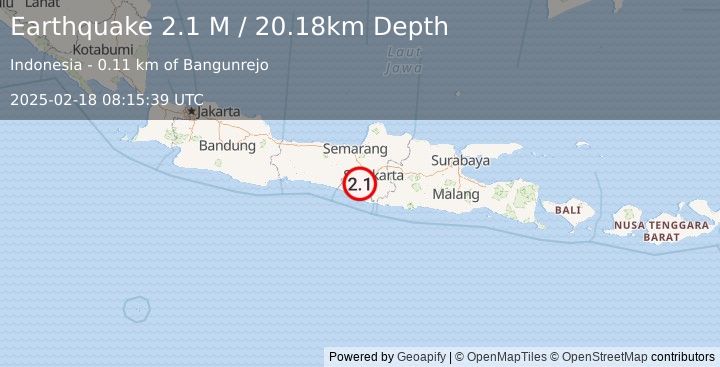 Earthquake Java, Indonesia (2.1 M) (2025-02-18 08:15:39 UTC)