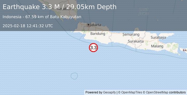 Earthquake Java, Indonesia (3.3 M) (2025-02-18 12:41:32 UTC)