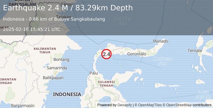 Earthquake Minahassa Peninsula, Sulawesi (2.4 M) (2025-02-18 15:45:21 UTC)