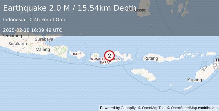 Earthquake Sumbawa Region, Indonesia (2.0 M) (2025-02-18 16:09:49 UTC)