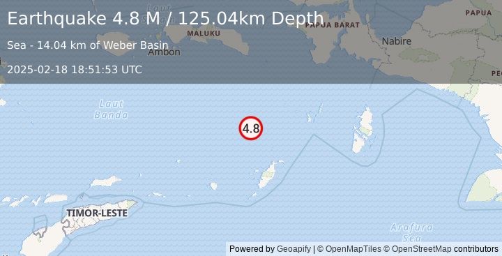 Earthquake Banda Sea (4.8 M) (2025-02-18 18:51:53 UTC)