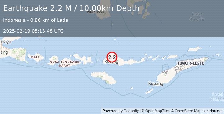 Earthquake Flores Region, Indonesia (2.2 M) (2025-02-19 05:13:48 UTC)