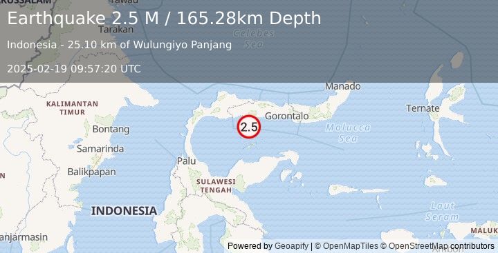 Earthquake Minahassa Peninsula, Sulawesi (2.5 M) (2025-02-19 09:57:20 UTC)