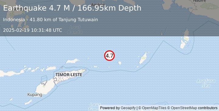 Earthquake Banda Sea (4.7 M) (2025-02-19 10:31:45 UTC)