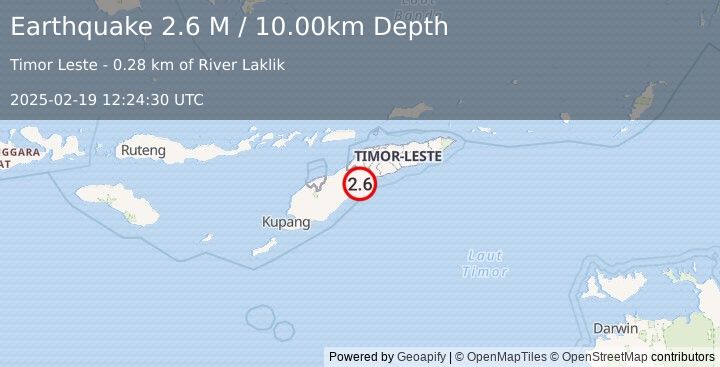 Earthquake Timor Region (2.6 M) (2025-02-19 12:24:30 UTC)