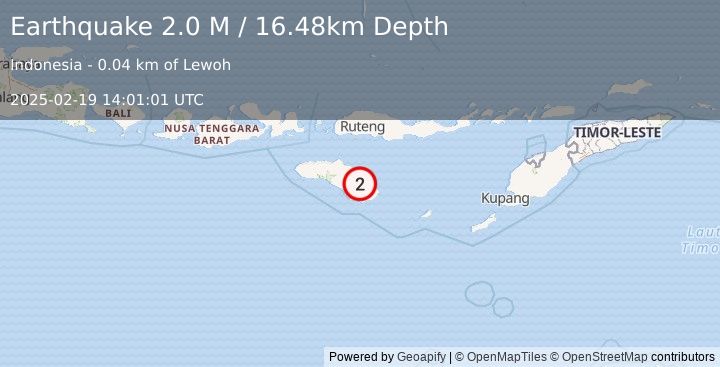 Earthquake Sumba Region, Indonesia (2.0 M) (2025-02-19 14:01:01 UTC)