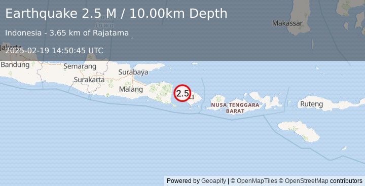 Earthquake Bali Region, Indonesia (2.5 M) (2025-02-19 14:50:45 UTC)