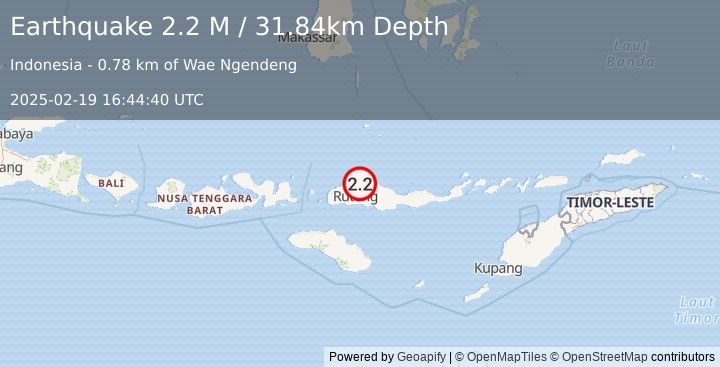 Earthquake Flores Region, Indonesia (2.2 M) (2025-02-19 16:44:40 UTC)