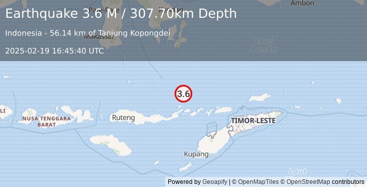 Earthquake Banda Sea (3.6 M) (2025-02-19 16:45:40 UTC)