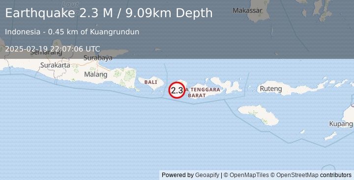 Earthquake Sumbawa Region, Indonesia (2.3 M) (2025-02-19 22:07:06 UTC)