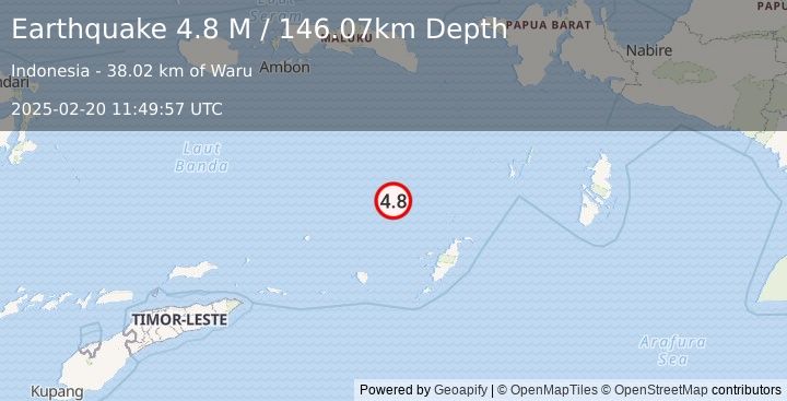 Earthquake Banda Sea (4.8 M) (2025-02-20 11:49:57 UTC)