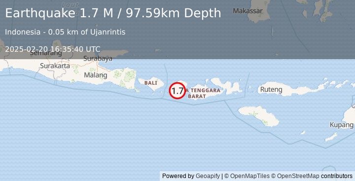 Earthquake Sumbawa Region, Indonesia (1.7 M) (2025-02-20 16:35:40 UTC)