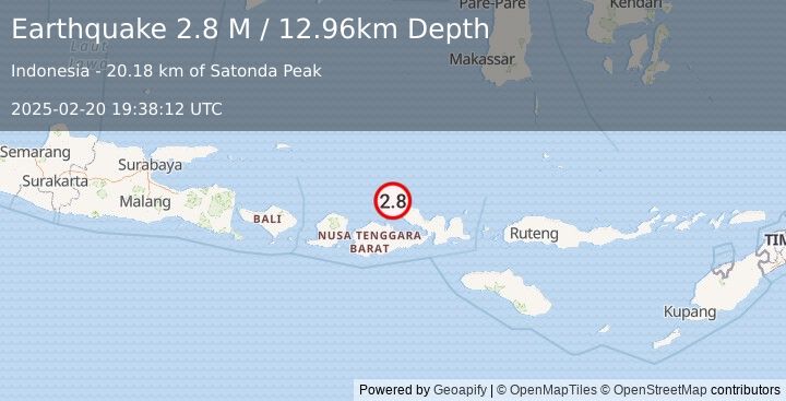 Earthquake Bali Sea (2.8 M) (2025-02-20 19:38:12 UTC)